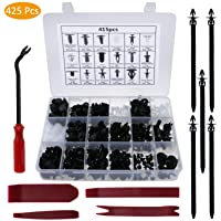 Los mejores  - WisFox 425 PCS Clips Ajuste Cuerpo Coche Universales Auto Nylon Negro Plástico-Set para automóvil con sujetador push…